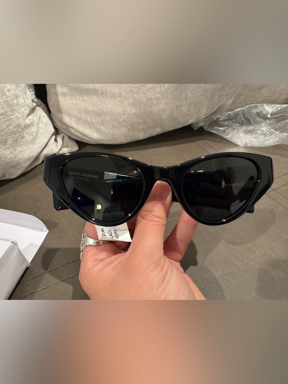 Saint Laurent Women's Glossy Black Cat-Eye Sunglasses